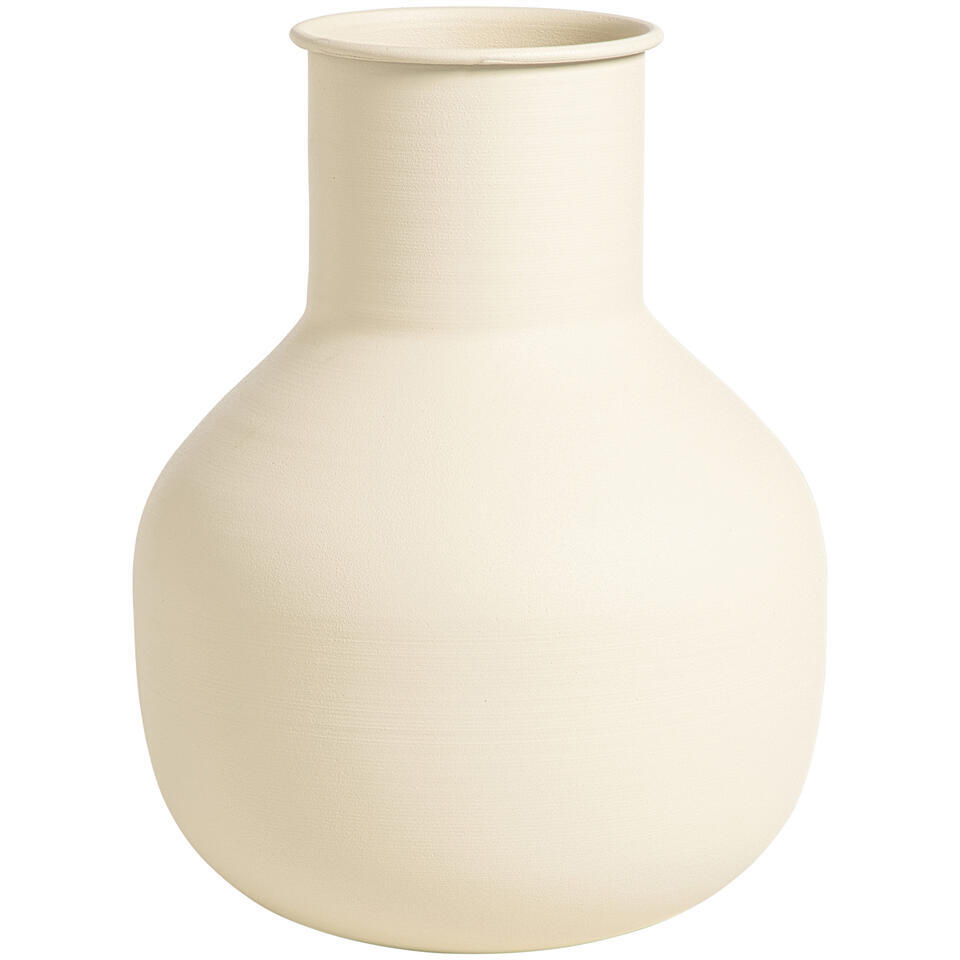 Leen Bakker Vaas Maan Off white 30,3x23x12,3 Cm Metaal Wit Crème 12.3x23x30.3 Cm