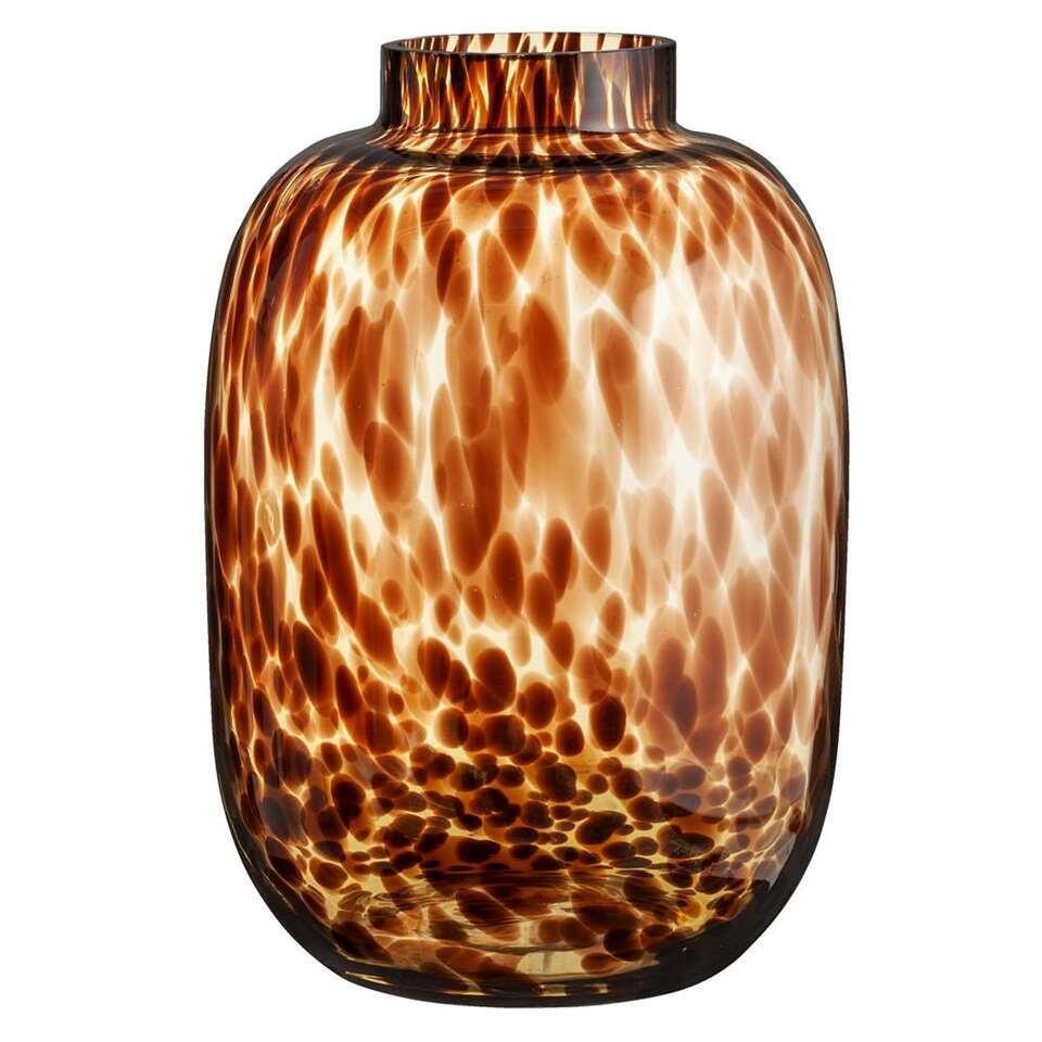 uitrusting brand opladen Vaas Lucca - glas, luipaardmotief - 35xØ24 cm | Leen Bakker