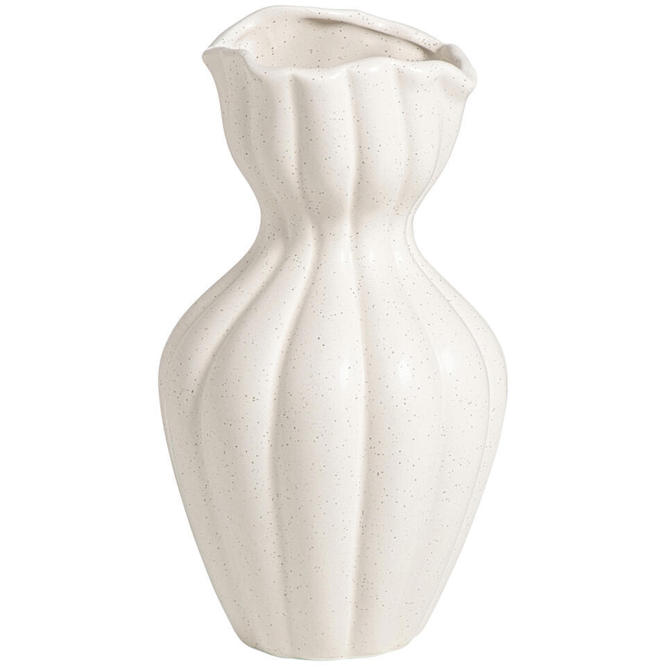 Leen Bakker - Vaas Calle Off-white 25,5xØ13,8 Cm - Keramiek - Wit#Crème - H25.5 Cm