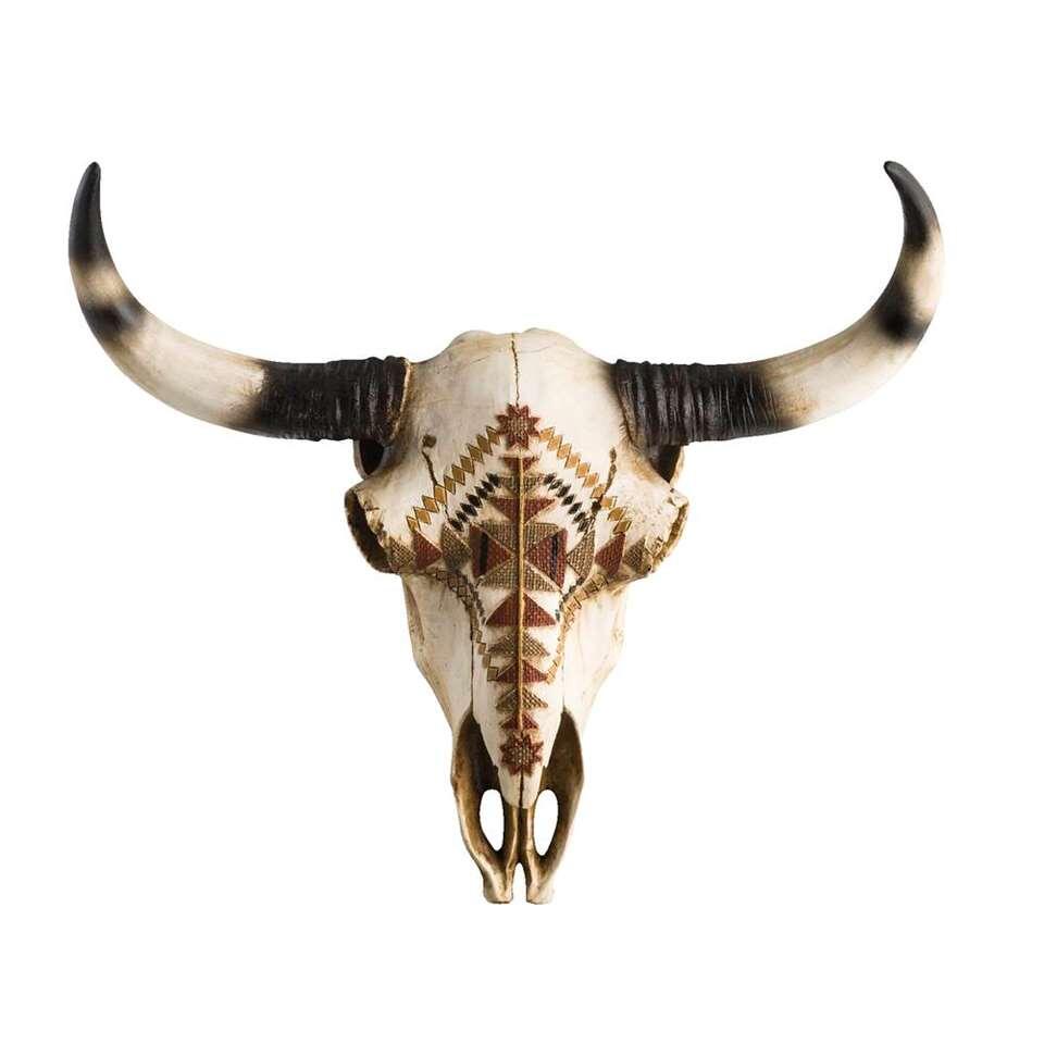 Deco Skull James – zwart/bruin – 40x43x14 cm – Leen Bakker