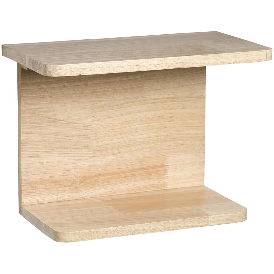 Leen Bakker - Wandplank Mick - Naturel Rubberwood - 24x32x18 Cm - Hout - Bruin