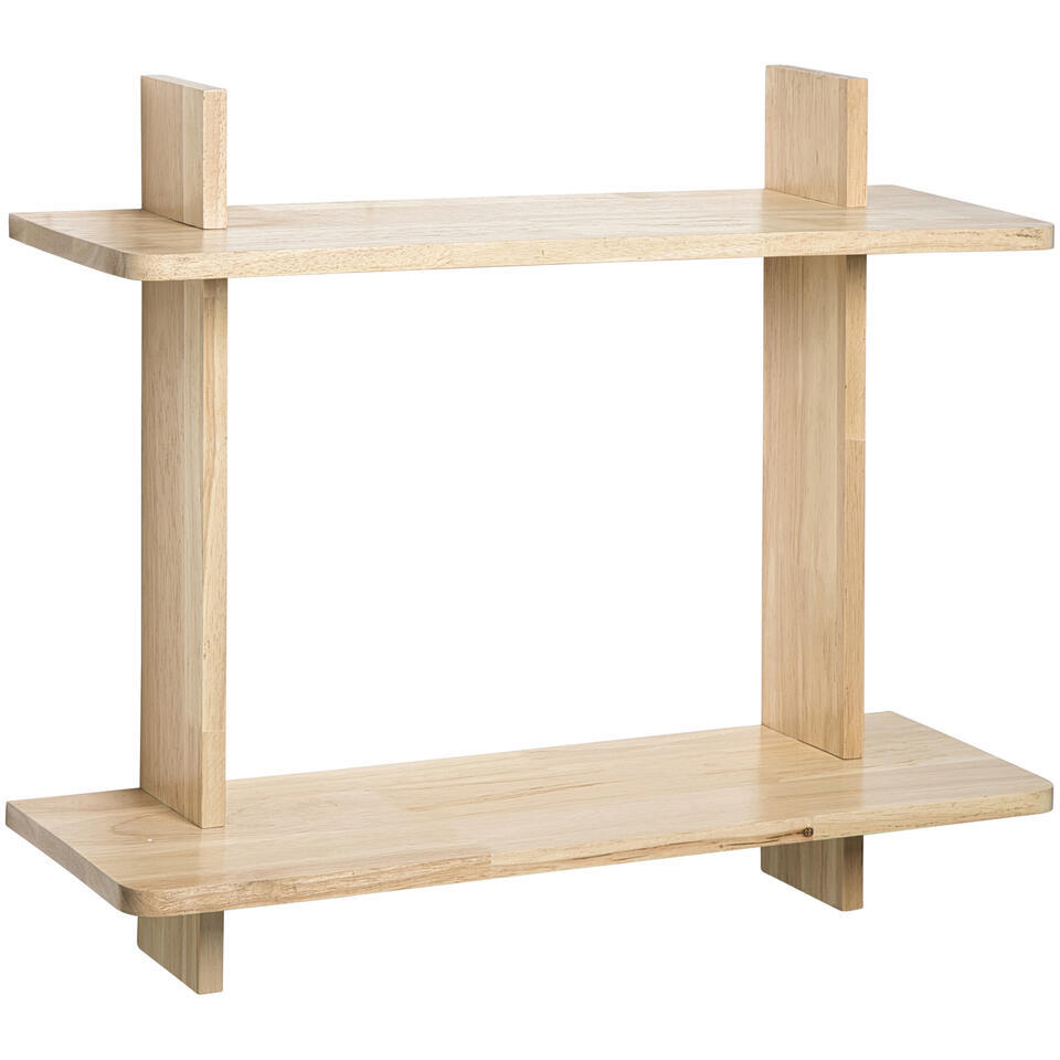 15% korting - Leen Bakker - Wandrek Mick Naturel Rubberwood - 53x60x20 Cm - Hout - Bruin