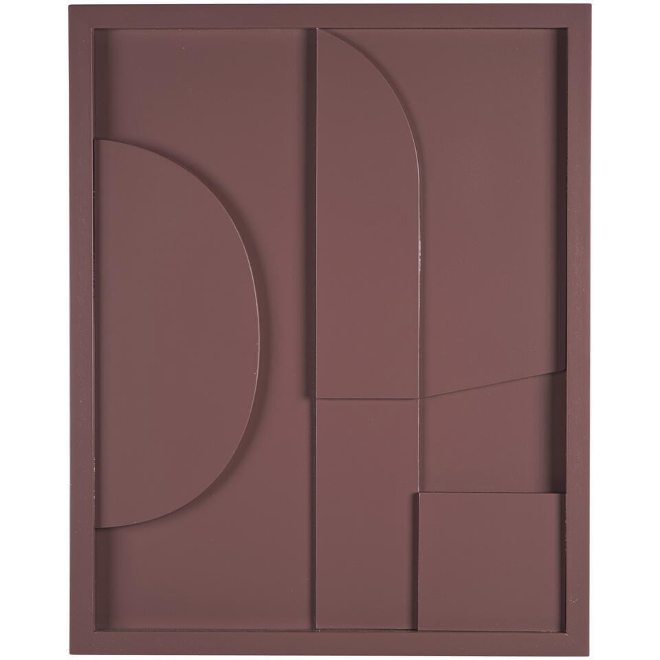 Leen Bakker - Schilderij Abstract Art - 50x40 Cm - MDF - Rood - 2.5x40x50 Cm