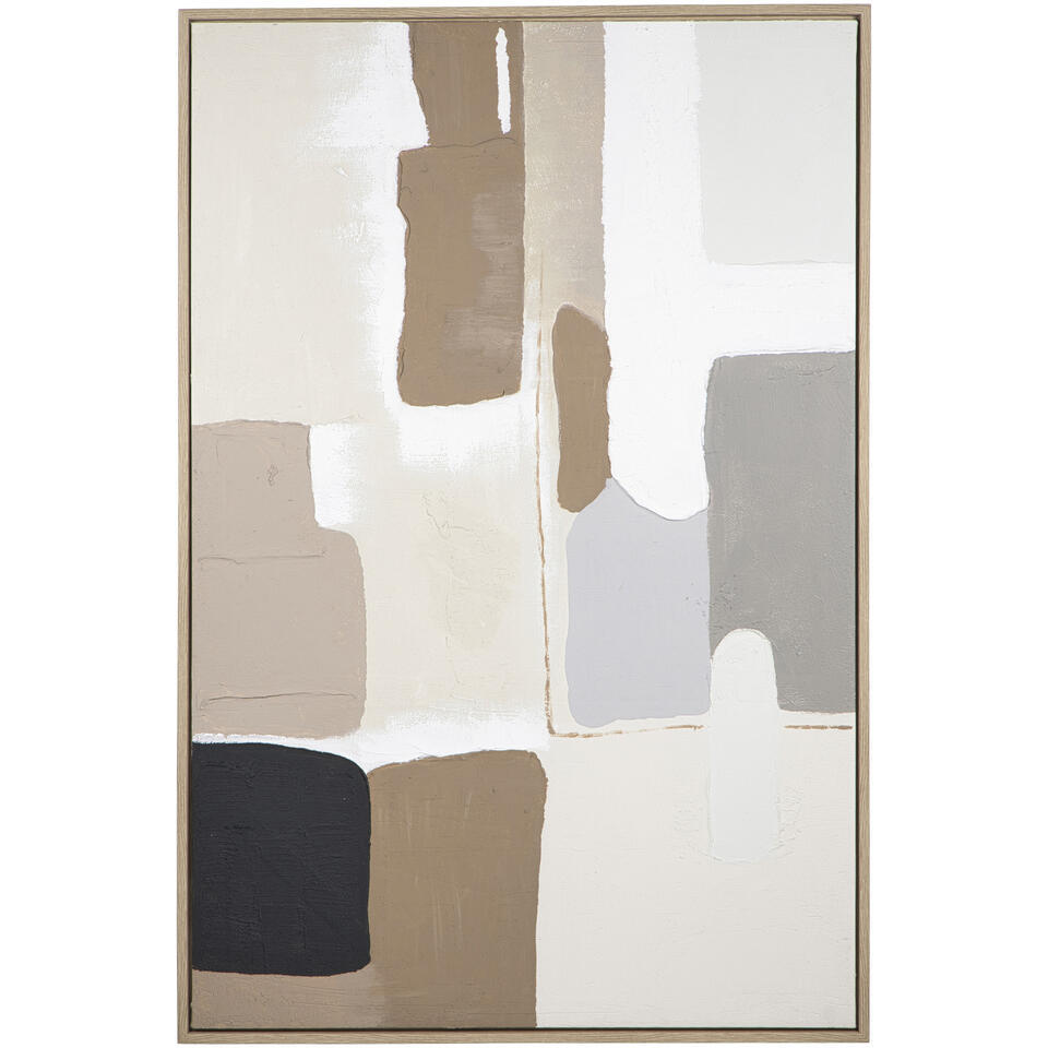 15% korting - Leen Bakker - Schilderij Nedra Beige - 120x80 Cm - MDF - Crème#Beige#Bruin#Wit - 3.8x80x120 Cm