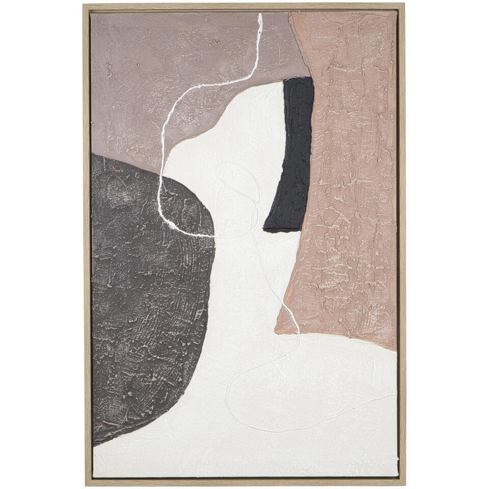 15 korting Leen Bakker Schilderij Neva Zandkleur 90x60 Cm MDF Bruin Crème Grijs Beige 3.8x60x90 Cm
