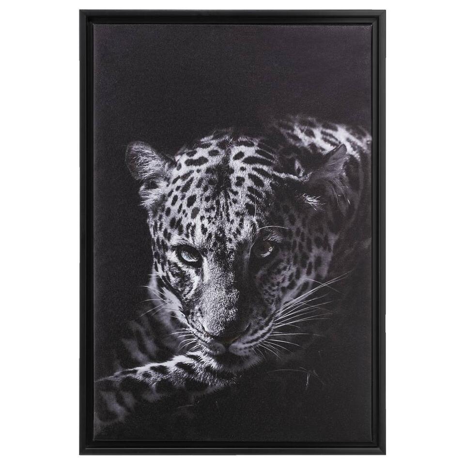 deadline Pracht Injectie Schilderij Luipaard - zwart - 64x44x4 cm | Leen Bakker