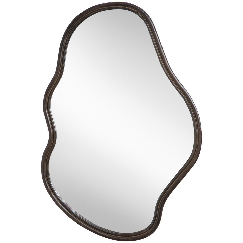 Leen Bakker - Spiegel Wenen Bruin - 70x40 Cm - MDF - Zwart - 2x40x60 Cm