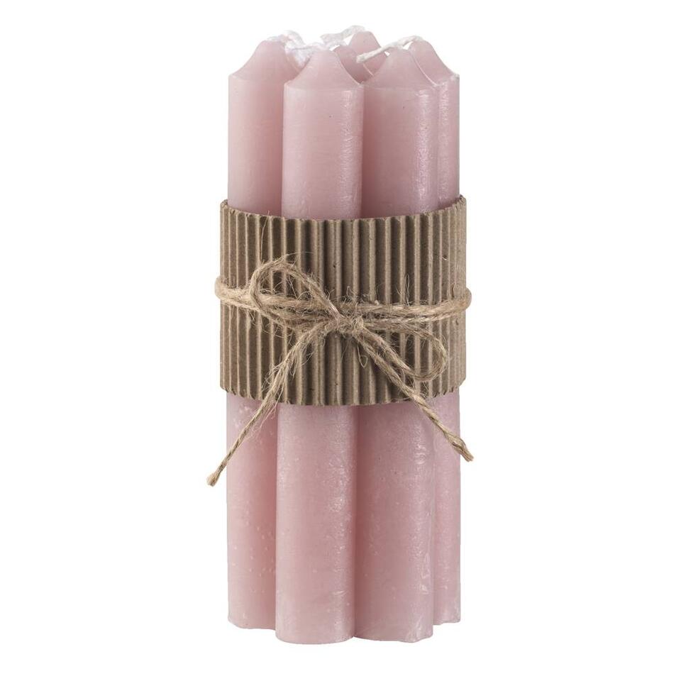Kaarsenbundel - roze - 7 stuks - 16cm