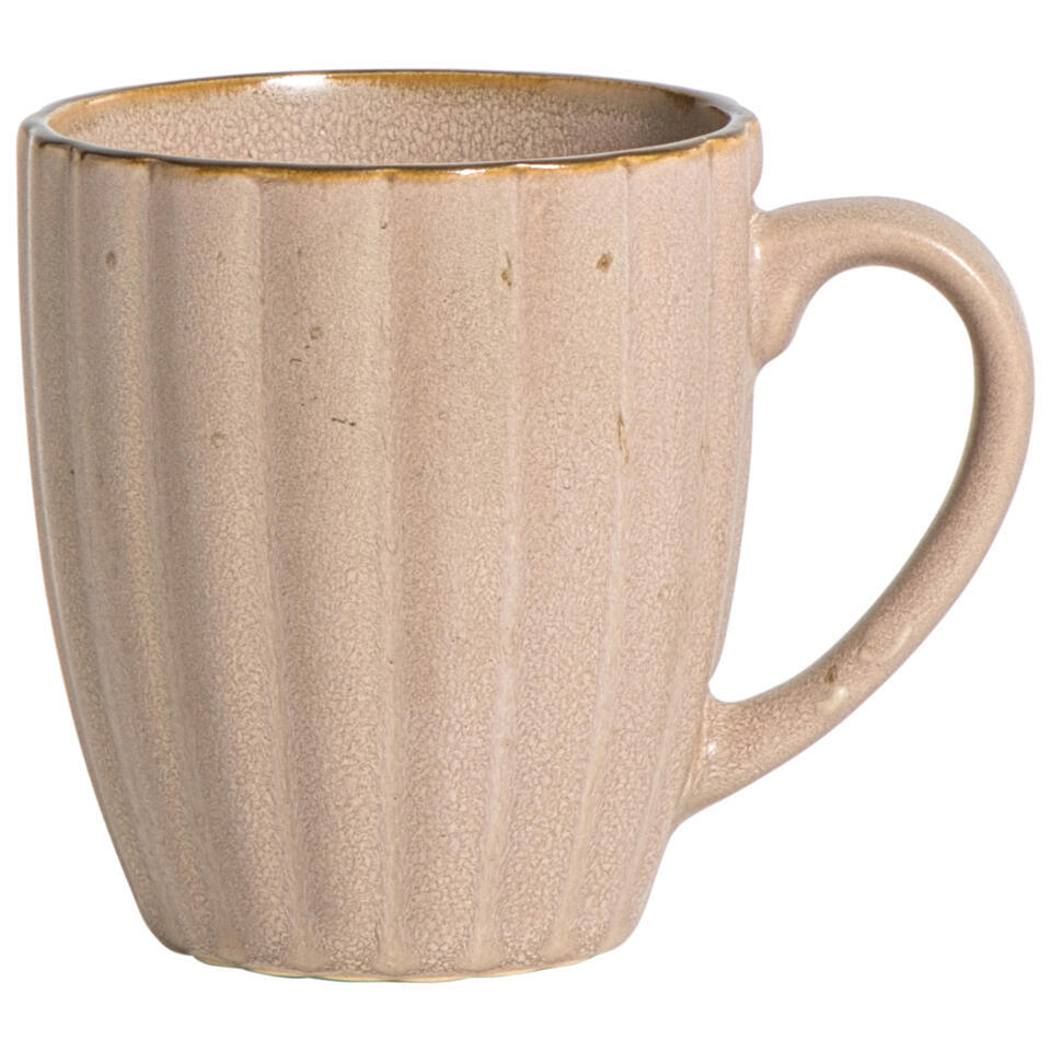 Leen Bakker - Mok Met Oor Flora - Stoneware - Roze - H9.5 Cm