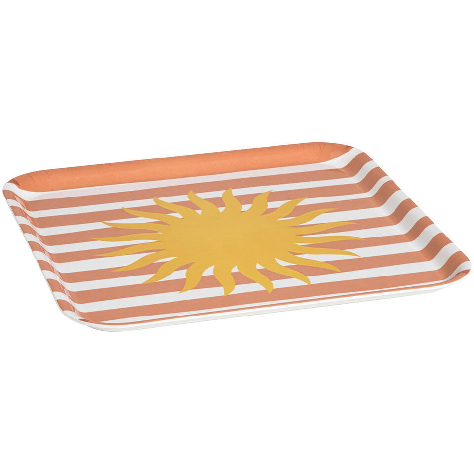 15 korting Leen Bakker Dienblad Zon Roze wit 33x33 Cm Melamine Roze Wit