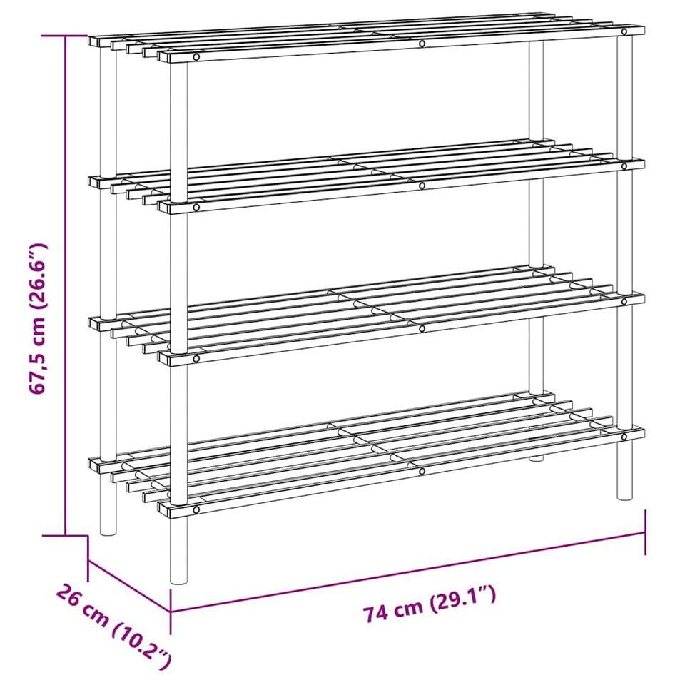 vidaXL - Schoenrek - Zwart - Bewerkt hout - Leen Bakker