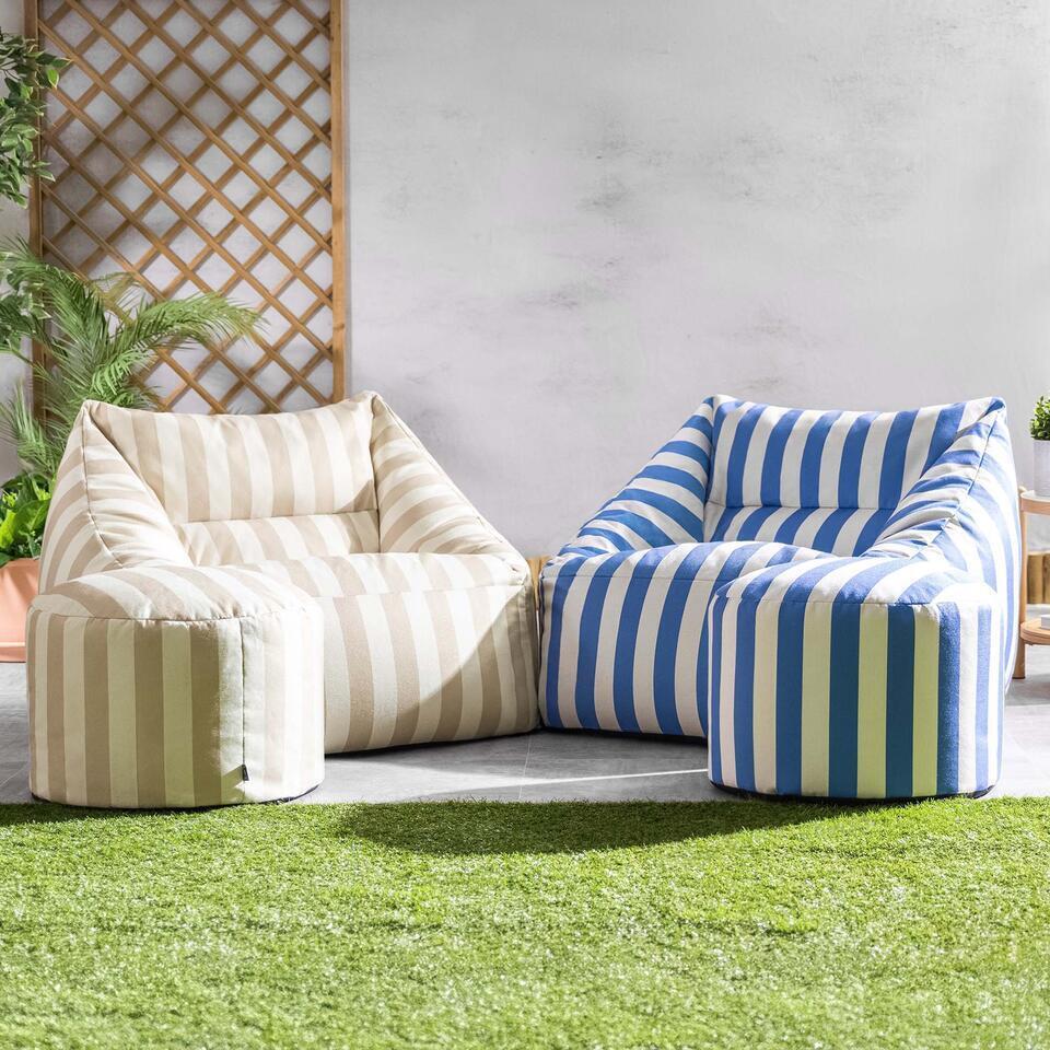 icon - Natalia XL Zitzak Fauteuil met Ronde Poef - Gestreept