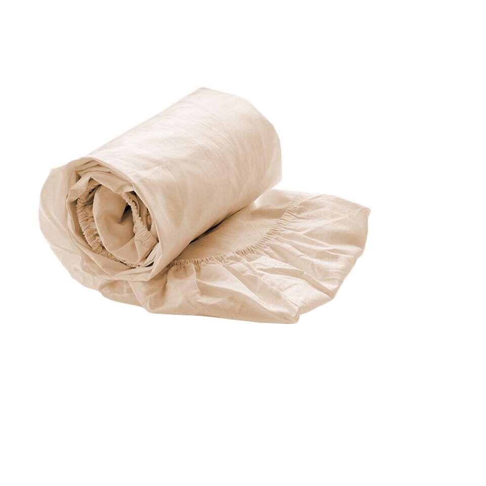 Royal Cotton hoeslaken Perkal - taupe - 140x200x35 cm - Leen Bakker