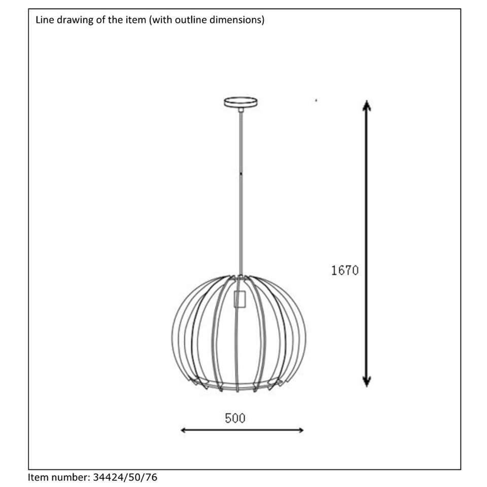 Lucide hanglamp Bounde - Ø50 cm - licht hout