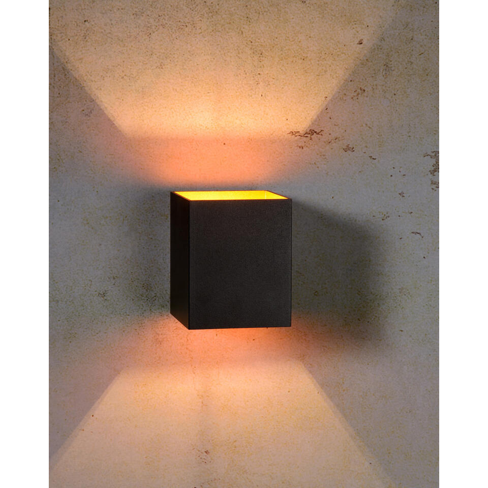 Netelig vier keer converteerbaar Lucide wandlamp Xera vierkant - zwart | Leen Bakker