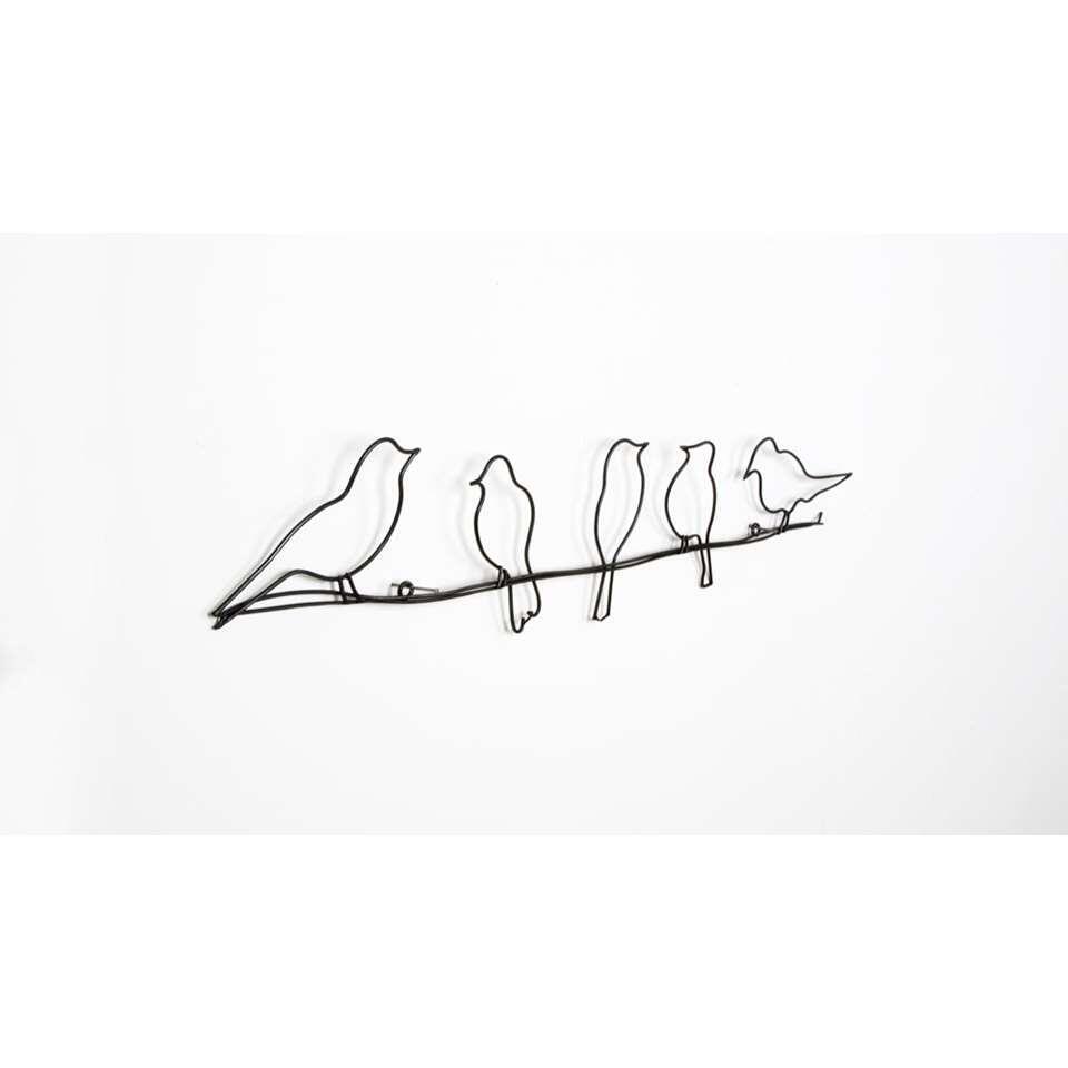Art for the Home Metal Art Birds on a Wire - Zwart - 60x12,5 cm