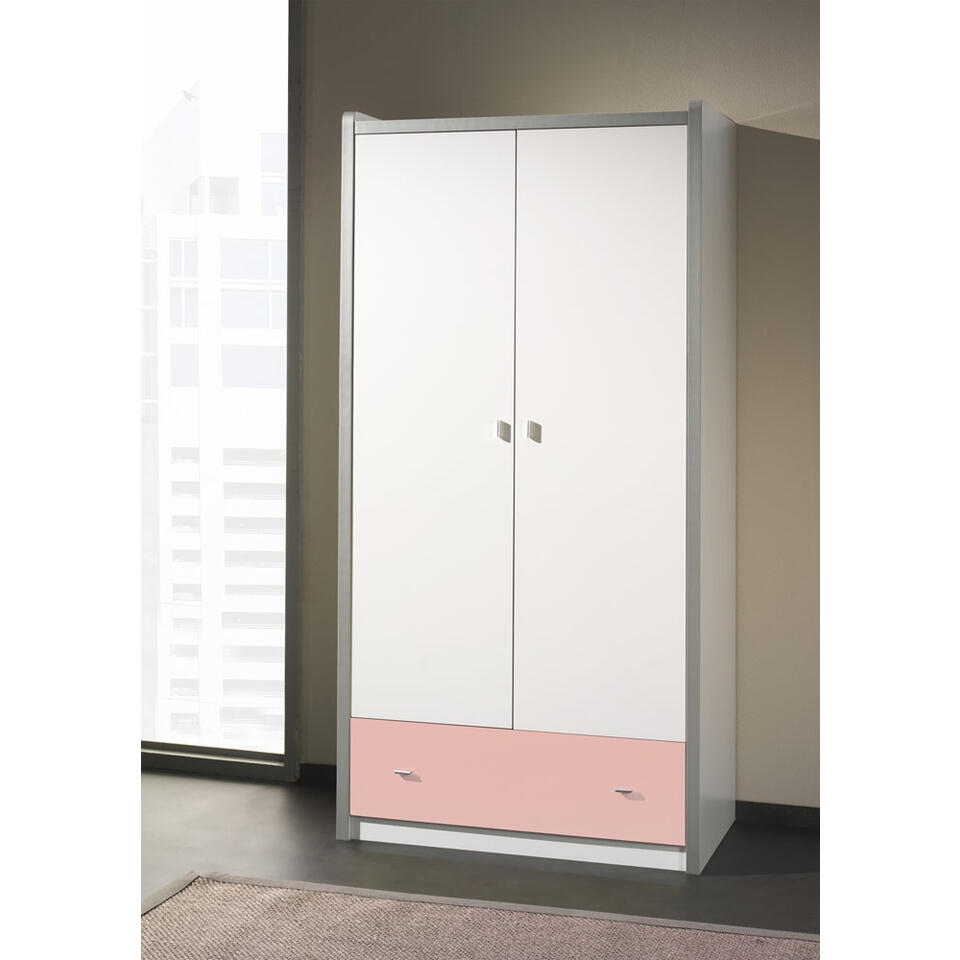 Vipack 2-deurs kledingkast Bonny - lichtroze - 202x97x60 cm