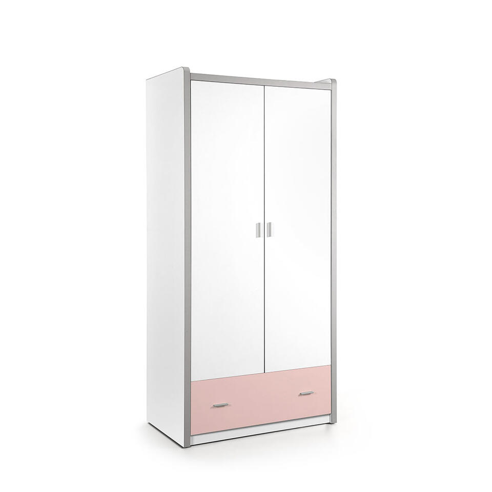 Vipack 2-deurs kledingkast Bonny - lichtroze - 202x97x60 cm