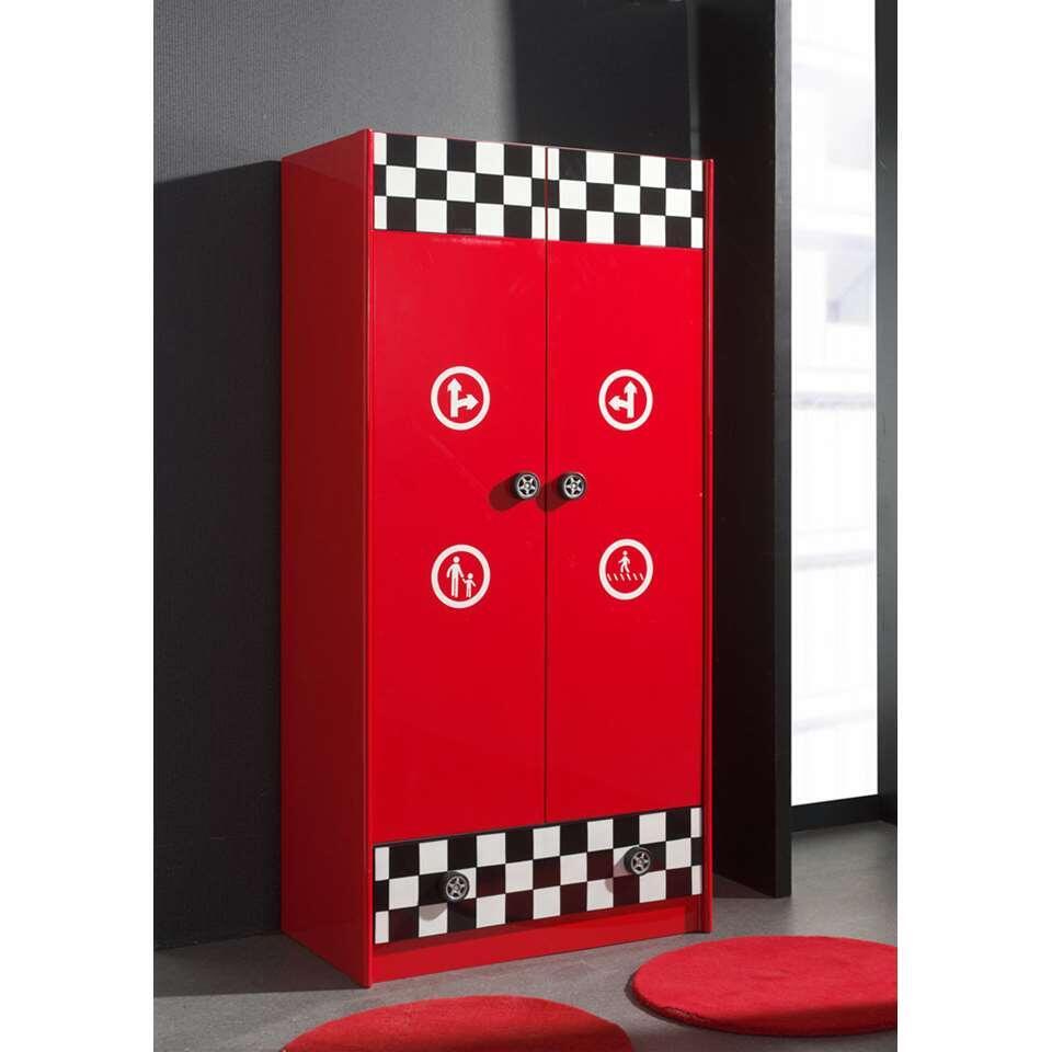Vipack 2-deurs kledingkast Monza - rood - 190x90x55 cm