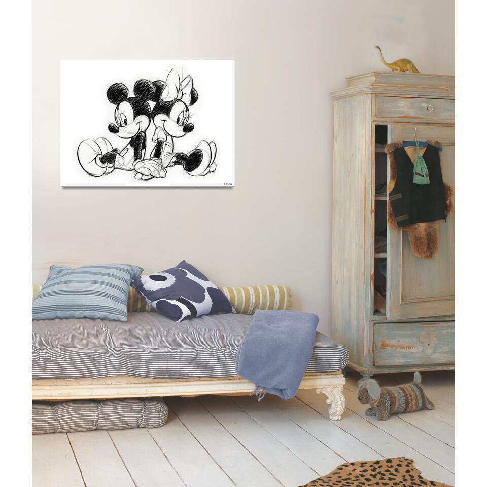 Art for the Home canvas Mickey en Minnie Mouse sitting - wit - 70x50 cm