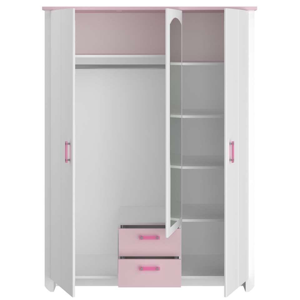 Kledingkast kast Kiki - wit/roze 181x136x56 cm