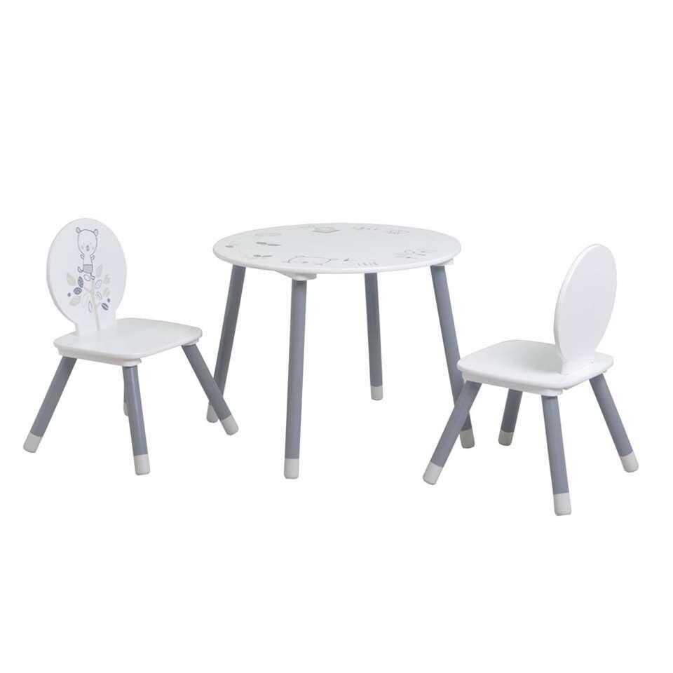 demeyere tafel en stoeltjes bear wit grijs 60x60x50 cm leen bakker