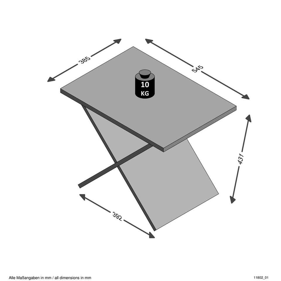 Bijzettafel Phil - wit - 38,5x54,5x43 cm