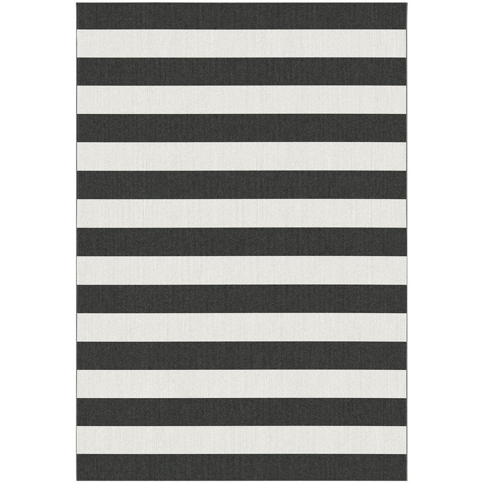 Binnen/buitenvloerkleed Madia - zwart-wit - 160x230 cm