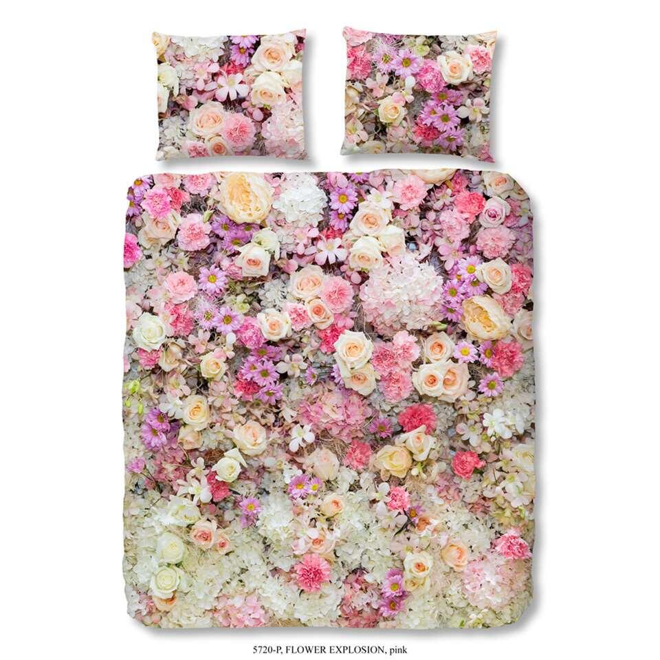 Vakantie als je kunt Hardheid Good Morning dekbedovertrek Flower Explosion - roze - 200x200/220 cm | Leen  Bakker