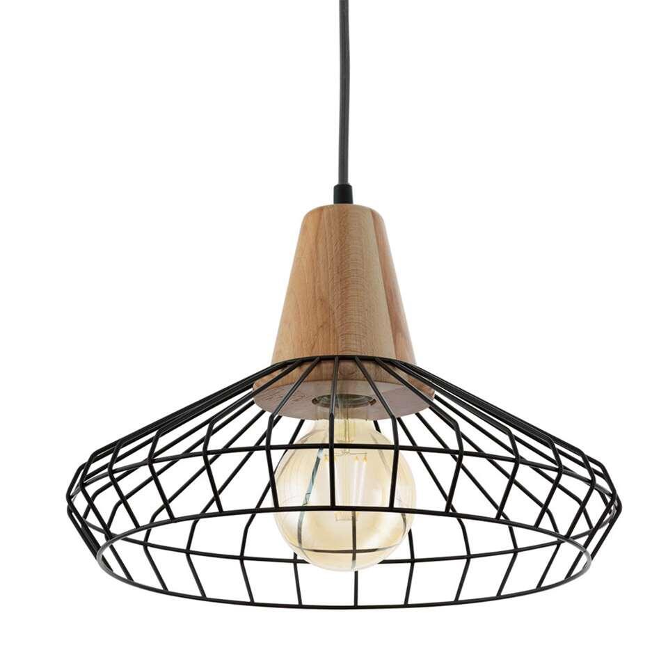 EGLO hanglamp Norham - zwart/hout - Ø35 cm