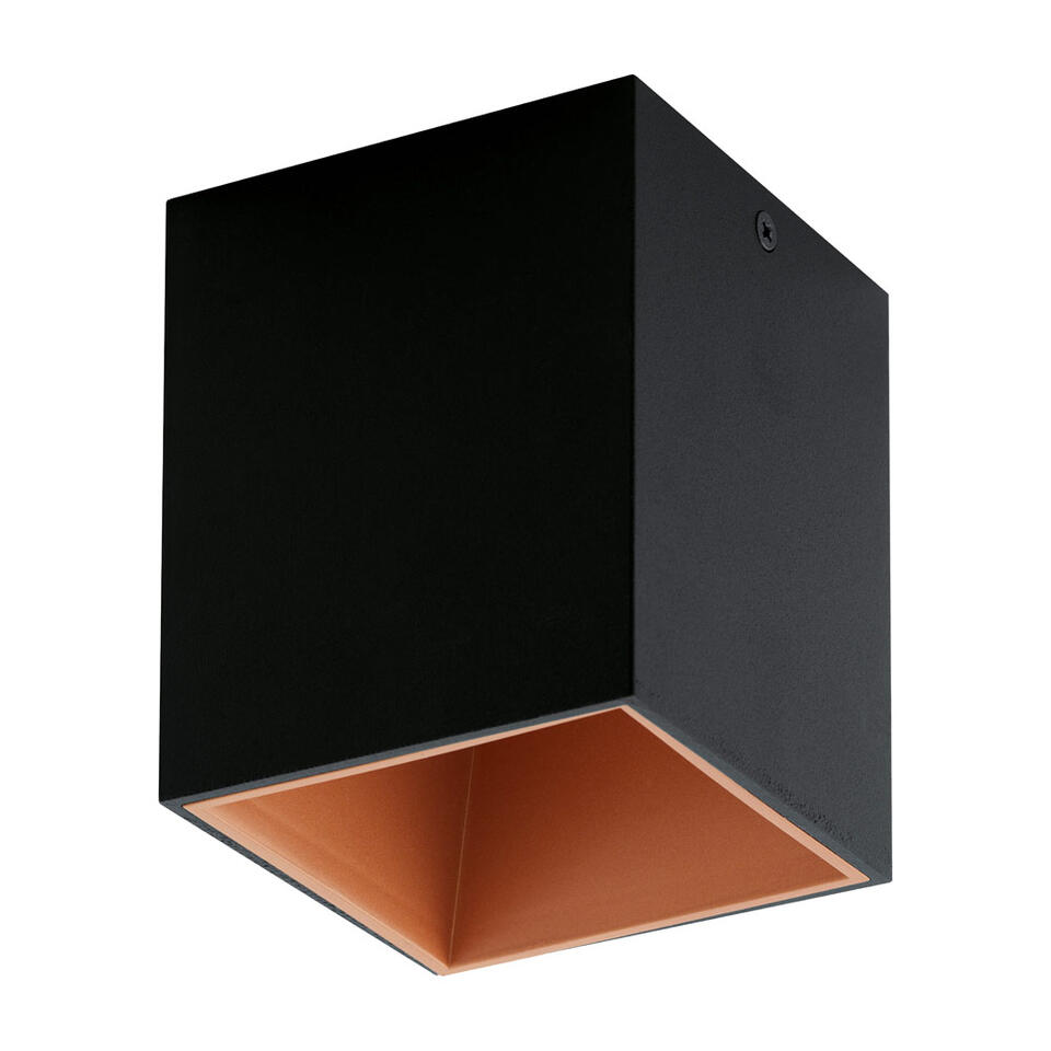 EGLO plafondspot Polasso - zwart/koper - 10x10 cm