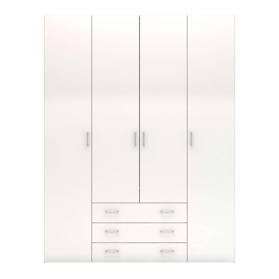 Kledingkast Space - 4-deurs - hoogglans wit - 200,4x154x49,5 cm