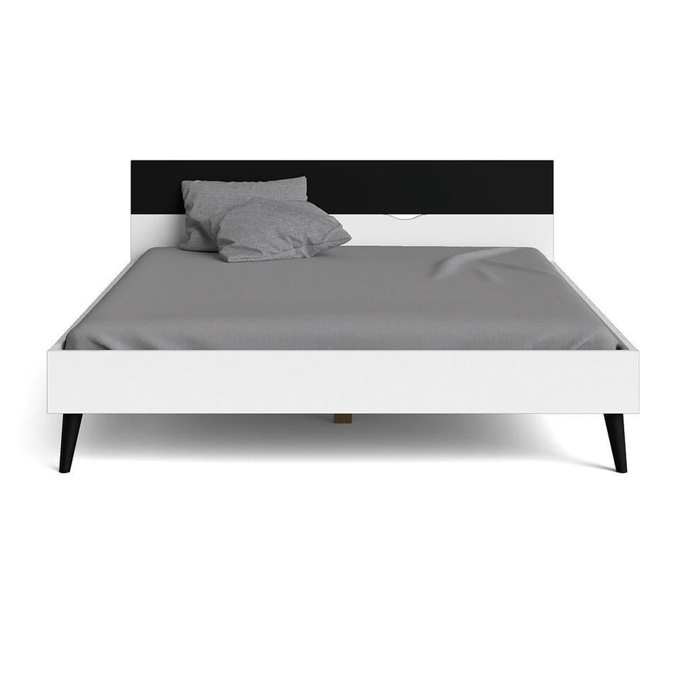 Bed Delta - wit/mat zwart - 140x200 cm