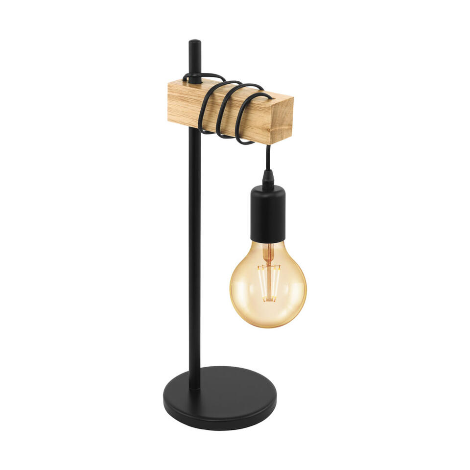 EGLO tafellamp Townshend - eikenhout/zwart