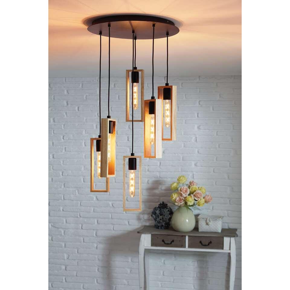 EGLO hanglamp Littleton 6-lichts - zwart/hout