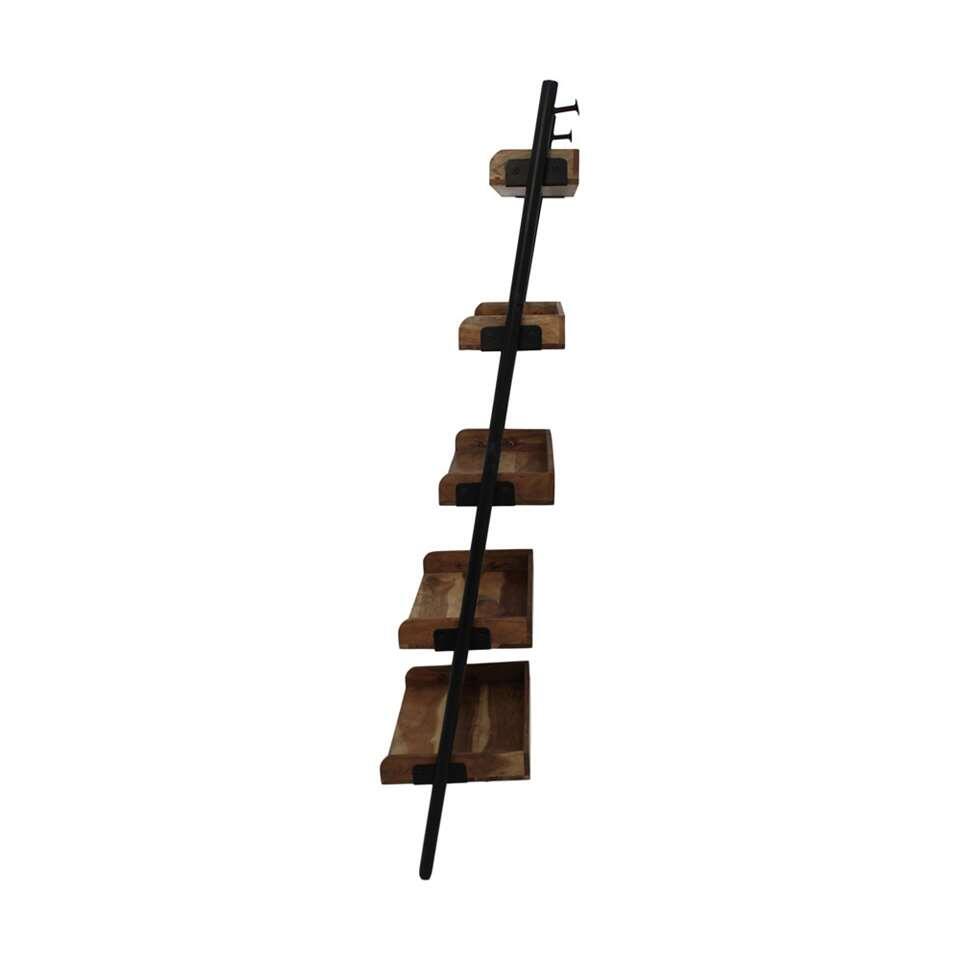 Factuur hoe inschakelen HSM Collection decoratieve ladder Hayo - zwart/naturel - 60x35x180 cm | Leen  Bakker