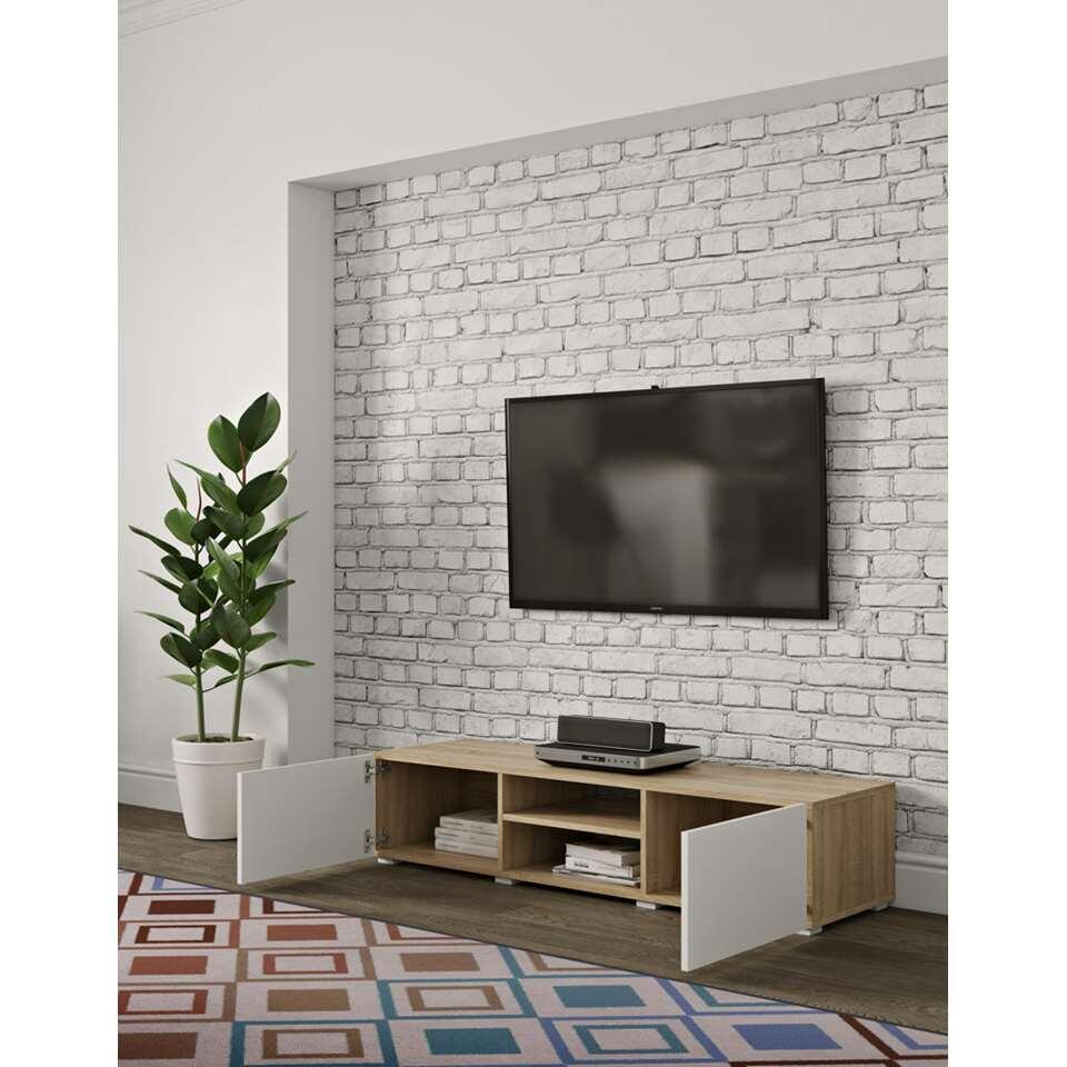 Symbiosis tv-meubel Borhaug 2 deuren - eikenkleur/wit - 31x140x42 cm