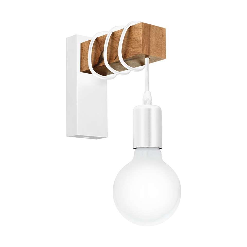 Architectuur kleuring werper EGLO wandlamp Townshend - wit/eikenkleur | Leen Bakker