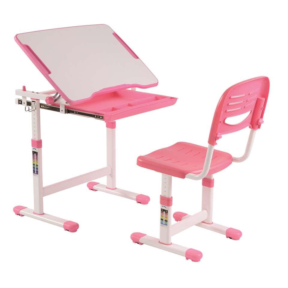 Vipack kinderbureau Comfortline met stoel - roze - 66x47x54/76 cm