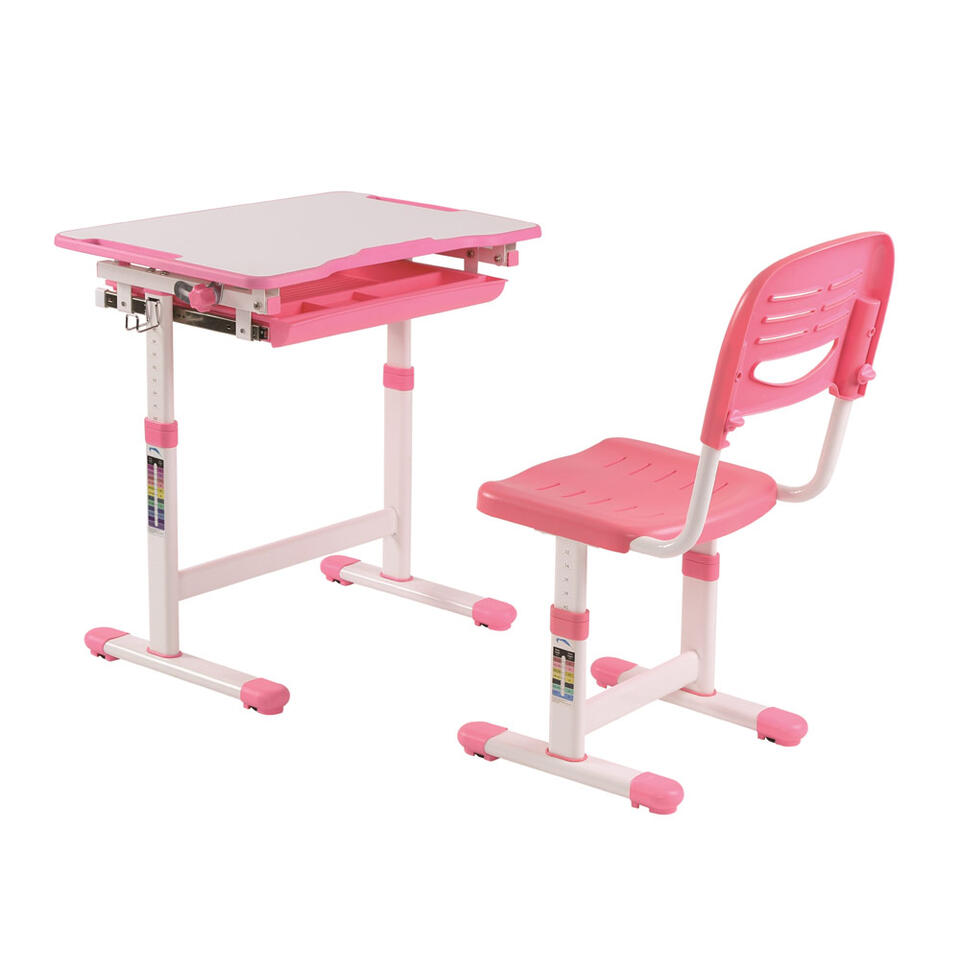 Leenbakker Vipack kinderbureau Comfortline met stoel - roze - 66x47x54/76 cm aanbieding
