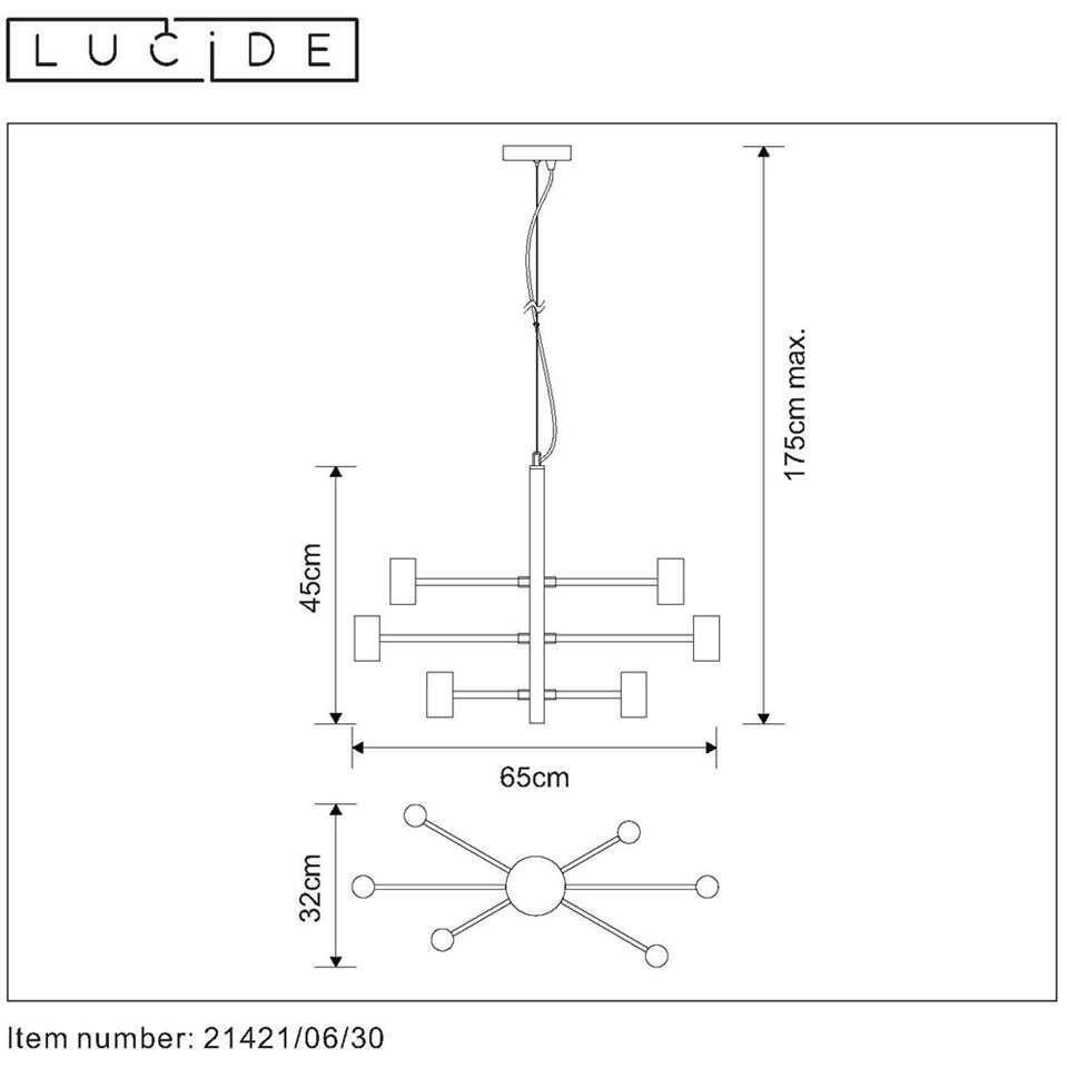 Lucide hanglamp Leanne - zwart - 65x32x175 cm