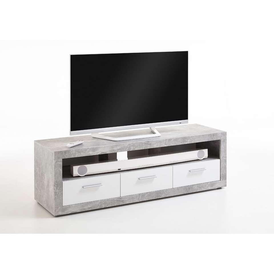 Tv-meubel Leiston - betonkleur/wit - 49x152x45,3 cm