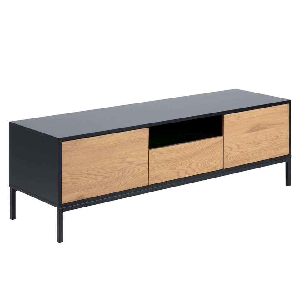 TV-meubel Avola - zwart/eiken - 45x140x40 cm