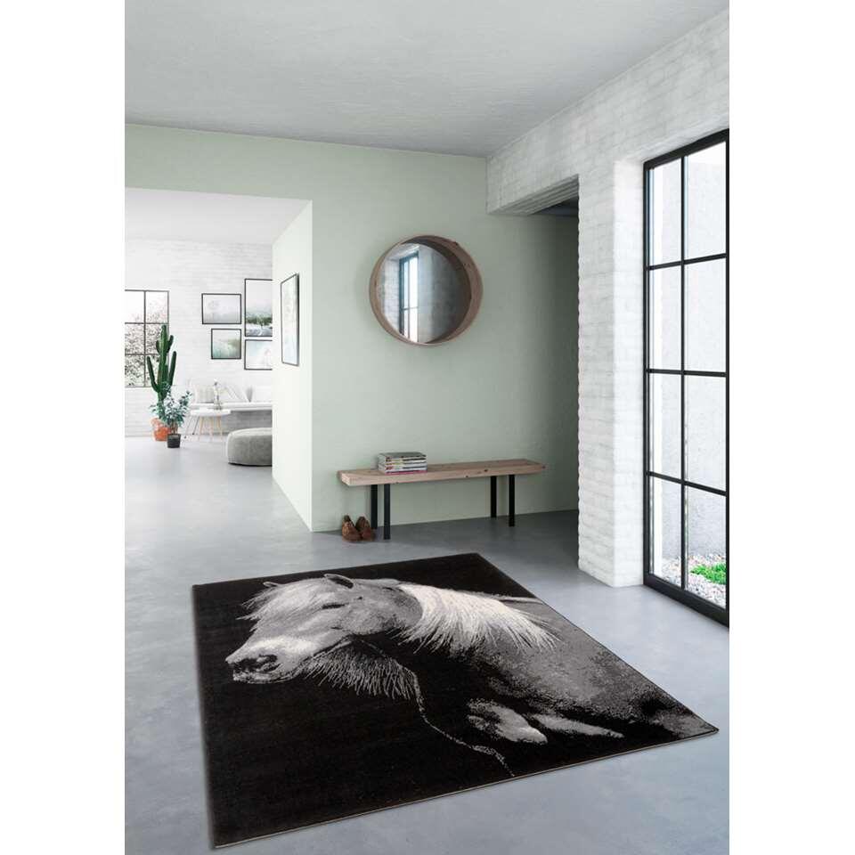 Vloerkleed Paard - zwart - 120x170 cm