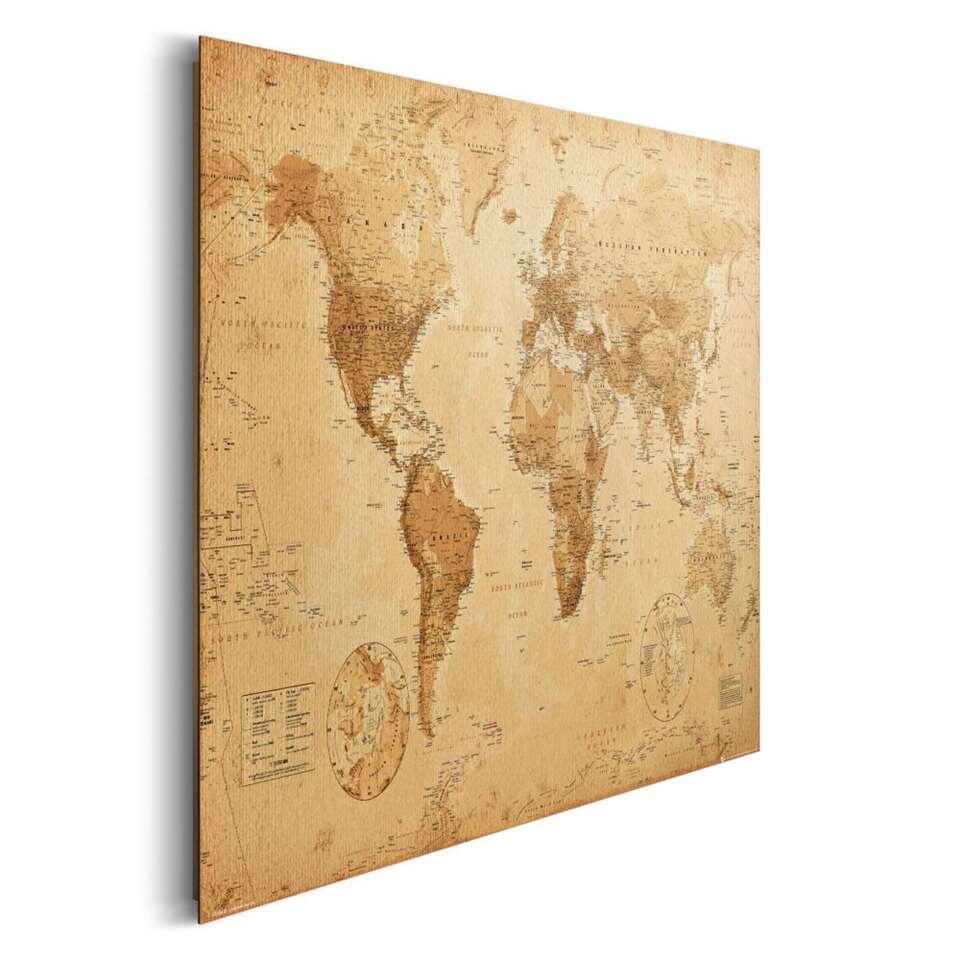 mist verfrommeld samen Decopaneel Wereldkaart Antiek - beige - 90x60 cm | Leen Bakker