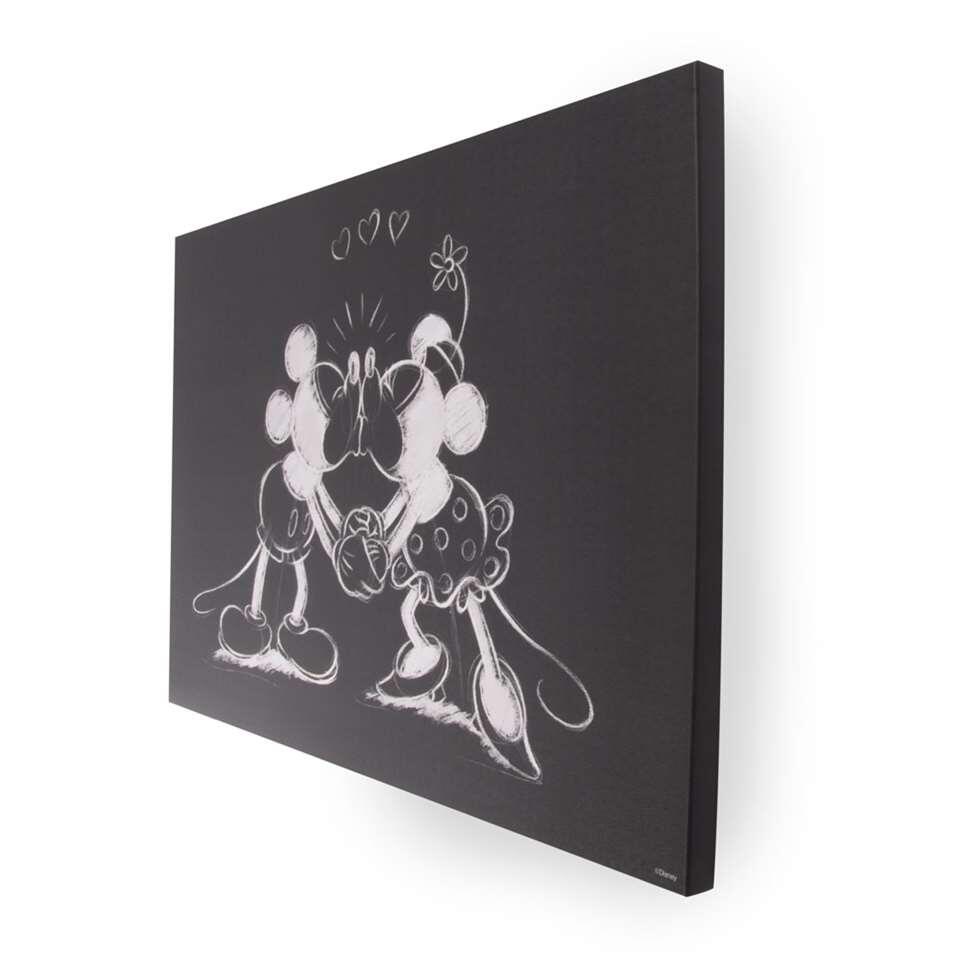 Art for the Home schilderij Mickey & Minnie Kissing - zwart - 70x50 cm