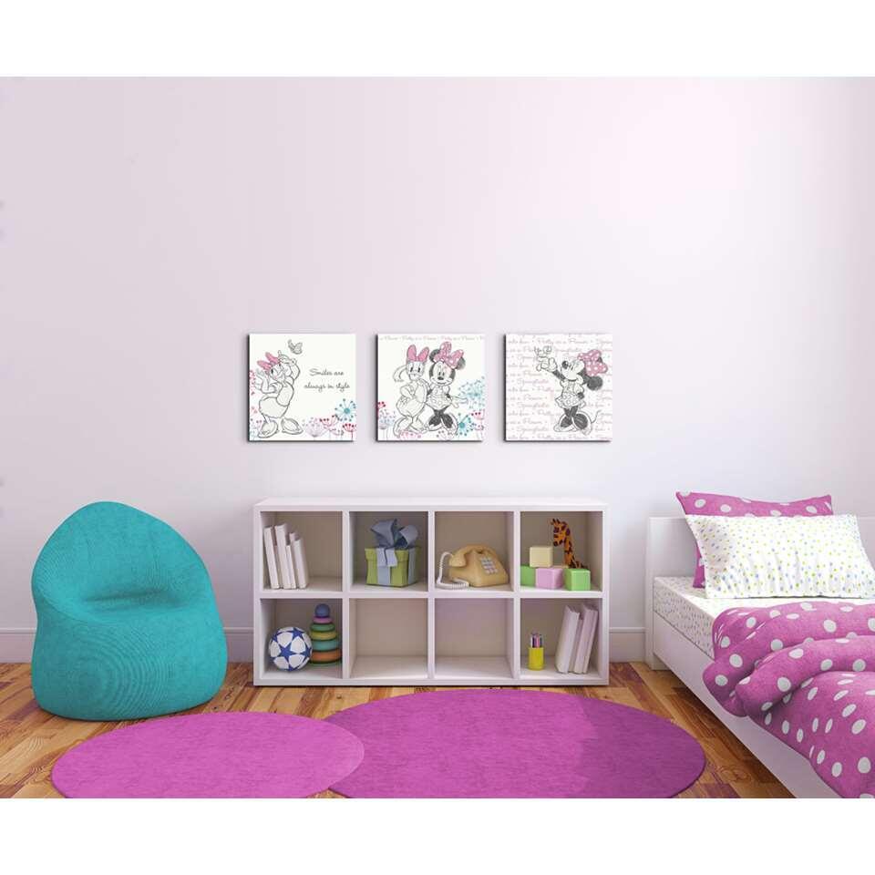 Art for the Home canvas set van 3 Minnie & Katrien - roze - 30x30 cm