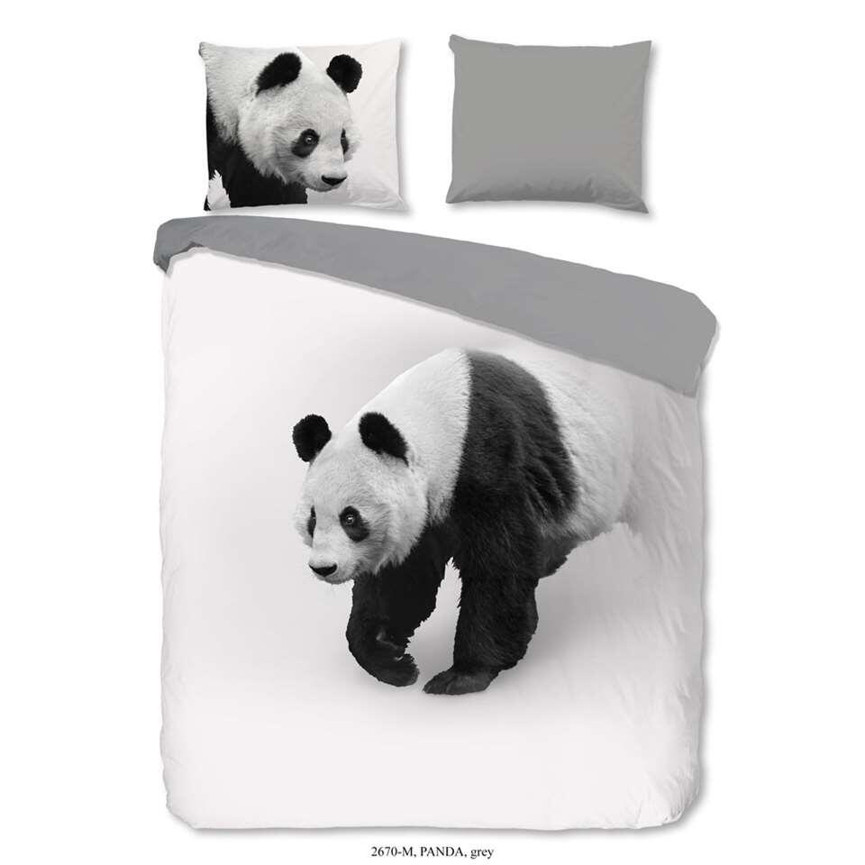 Pure dekbedovertrek Panda - grijs - 140x200/220 cm Leen Bakker