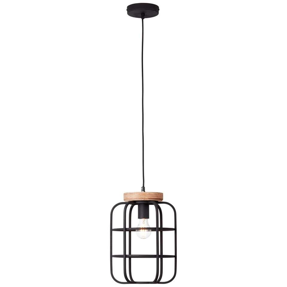 Brilliant hanglamp Gwen hout - zwart | Leen Bakker