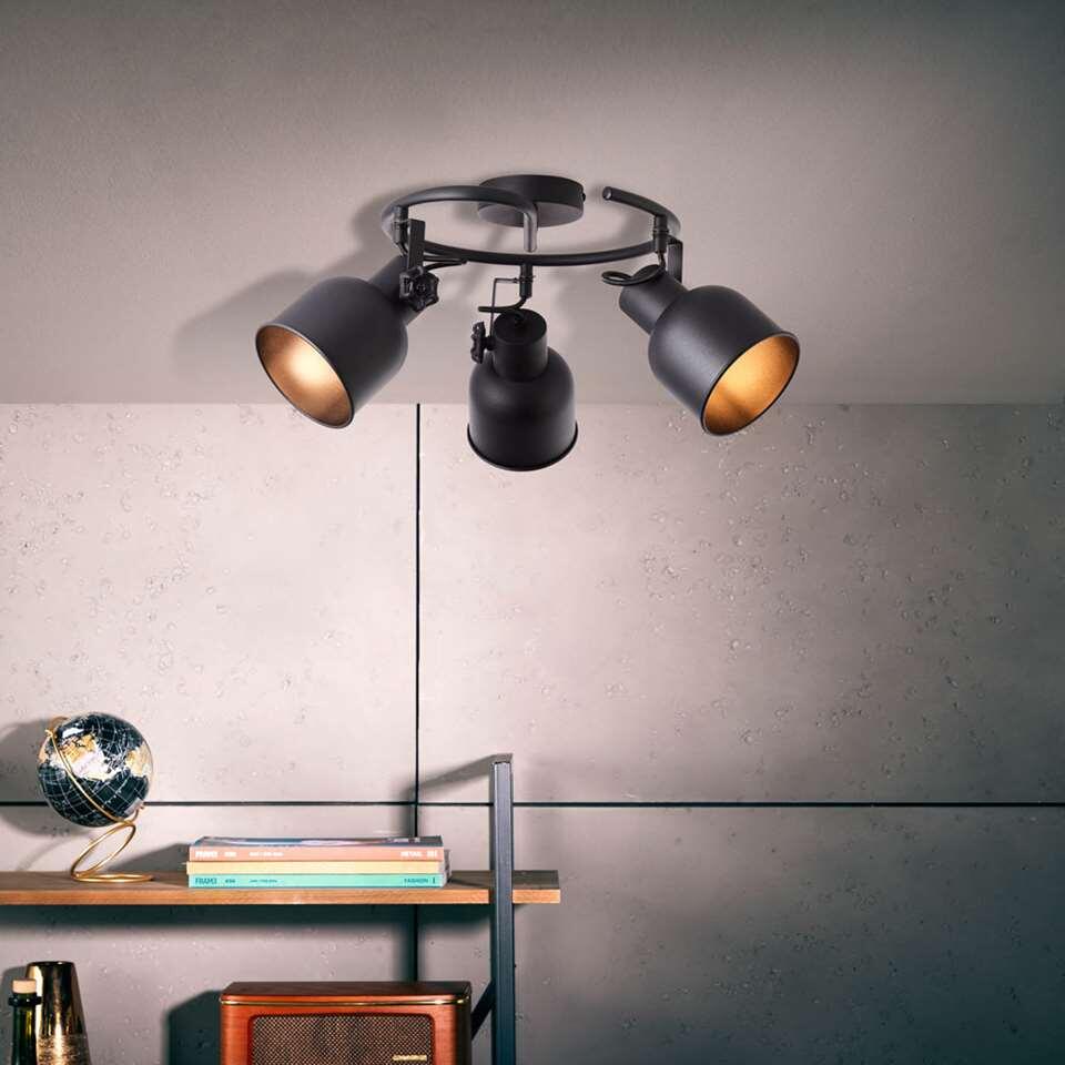 Brilliant plafondspot Rolet 3-lichts - zwart - 51x18x51 cm